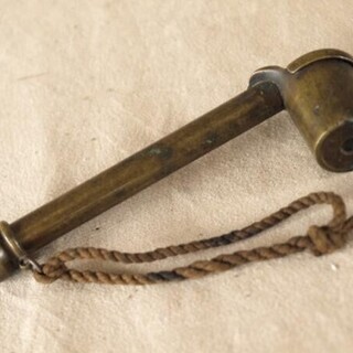 江戸～明治時代☆縄付き銅製矢立17.5cm☆携帯用筆記用具☆