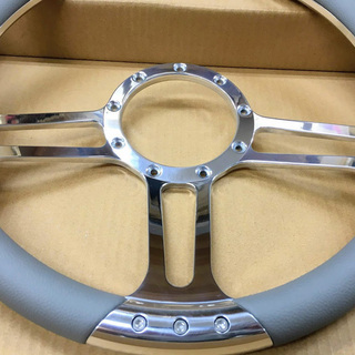 アルミ カスタム ビレット trint ステアリング ハンドル 灰革 9穴 35.5φ 14インチ バドニック モトリタ レカラ スペシャリティーズ