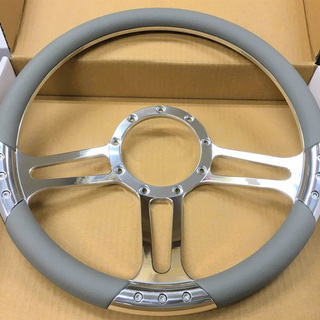 アルミ カスタム ビレット trint ステアリング ハンドル 灰革 9穴 35.5φ 14インチ バドニック モトリタ レカラ スペシャリティーズ