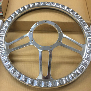 アルミ カスタム ビレット trint ステアリング ハンドル 灰革 9穴 35.5φ 14インチ バドニック モトリタ レカラ スペシャリティーズ