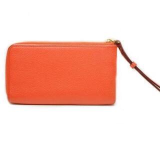 LOEWE（ロエベ）L字ファスナー長財布　061305　コーラルオレンジ　レディース【中古】