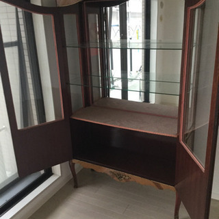 ■配達可■アンティーク 猫足 キャビネット　鍵付きショーケースとしても