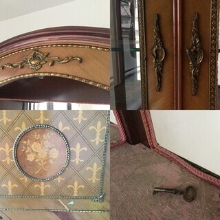 ■配達可■アンティーク 猫足 キャビネット　鍵付きショーケースとしても