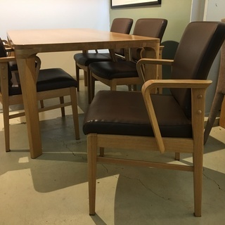 カリモク karimoku ダイニングテーブル6点セット テーブル チェア ナチュラル×茶系 中古品