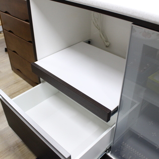 J10181)【美品】ニトリ NITORI カウンター(モデナ120 DBR) キッチンカウンター 食器棚 キッチンボード