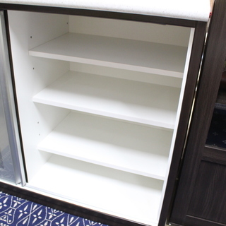 J10181)【美品】ニトリ NITORI カウンター(モデナ120 DBR) キッチンカウンター 食器棚 キッチンボード