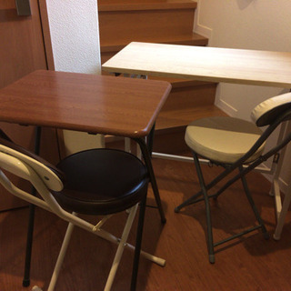 【白黒2セット】折りたたみテーブル、カウンターチェア