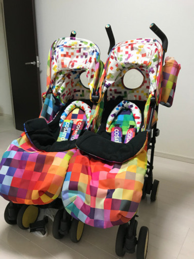 双子ベビーカー　ツインベビーカー　横型　コサット　中古　スパドゥパ