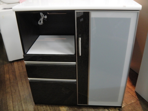 ニトリ　キッチンカウンター　ポスティア90BK　食器棚　家電収納　キッチン収納　レンジボード　ミドルボード　サイドボード
