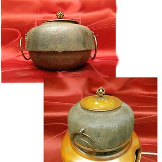 風炉型電熱器 野々田商店 織部焼 紅鉢 電熱風炉 炭型電熱器 茶道具