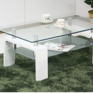 強化ガラステーブル　ローテーブル  ホワイト