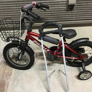 子供用　自転車補助輪、サポートバー付き