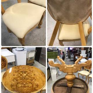 イタリア製！円卓 ダイニングテーブル 椅子×2脚 セット