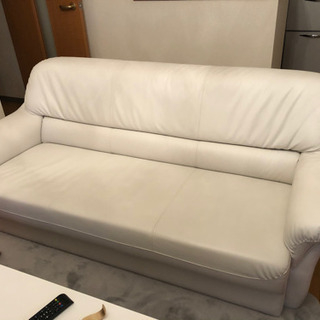 ソファー　白　３人かけ　合皮