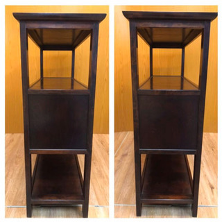 松本民芸家具 樺無垢材 くず布張 飾り棚 茶箪笥 サイドボード 茶棚 煎茶棚 和モダン 和家具（688）AKARI