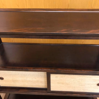 松本民芸家具 樺無垢材 くず布張 飾り棚 茶箪笥 サイドボード 茶棚 煎茶棚 和モダン 和家具（688）AKARI