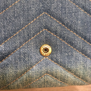 GUCCI 日本限定/デニム×パール/長財布/GGマーモント/ロングウォレット 