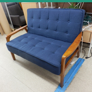ニトリ 2人掛けソファ 幅116cm ネイビー ファブリック 木製フレーム 2P