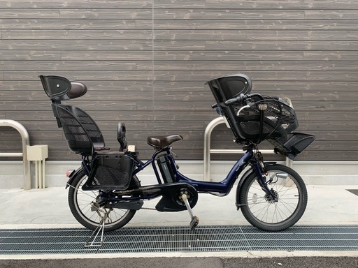 ブリヂストン　アンジェリーノプティット　新基準　三人乗り　子供乗せ　紺　ギュットミニ　キッスミニ　神戸市　電動自転車　地域限定