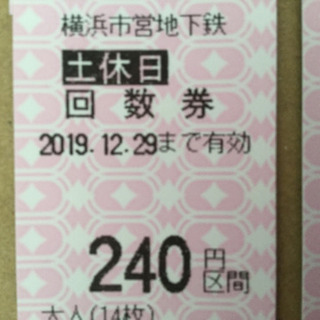【残4】横浜市営地下鉄 250円区間 土休日回数券 4枚セット