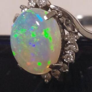 pt900 オパールとダイヤリング
