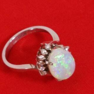 pt900 オパールとダイヤリング