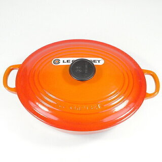 ル・クルーゼ　ココット・オーバル　オレンジ27cm 中古 ルクルーゼ ココット オーバル 27㎝ オレンジ 中古 LE CREUSET