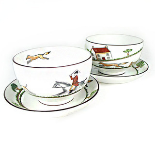 ウェッジウッド WEDGWOOD ハンティングシーン ジャパニーズティーカップ＆プチトレイ ペアセット