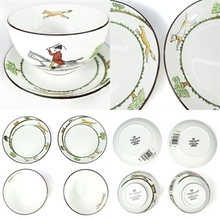 ウェッジウッド WEDGWOOD ハンティングシーン ジャパニーズティーカップ＆プチトレイ ペアセット