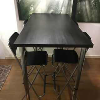 IKEAダイニングテーブル&ハイチェア4脚セット
