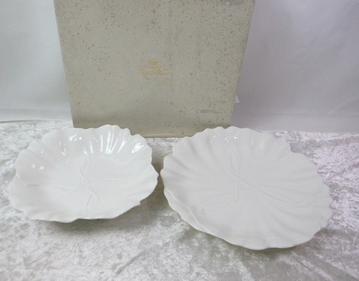 ▲B-21 未使用▲長期保管品▲ナルミ NARUMI▲オードブル皿▲大 皿 ＆ 小皿▲2点 セット▲ホワイト▲質屋リサイクルマート宇部店▲