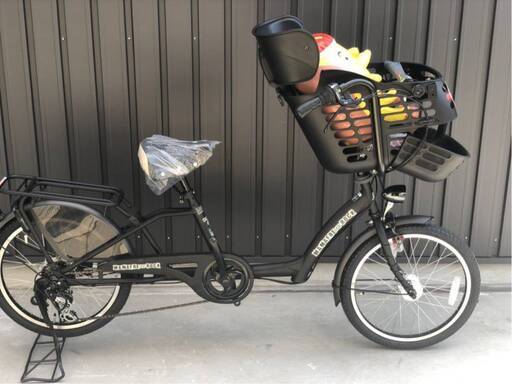 売切◼️新車☆三人乗り対応 BAA子供乗せ自転車 ママフレロック206マットブラック 6段変速オートライト 盗難補償付