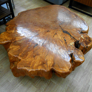耳付き一枚板 厚さ15cm 68kg 座卓 ローテーブル 座敷テーブル 切り株 輪切り 耳付き板 和風  一枚板 テーブル ☆ PayPay(ペイペイ)決済可能 ☆ 札幌市 清田区 平岡