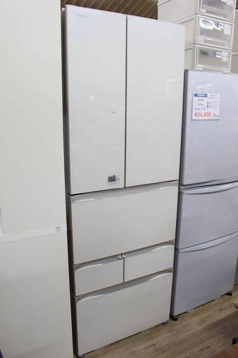 R023)東芝 TOSHIBA マジック大容量 6ドア 冷凍冷蔵庫 GR-H510FV(ZC) 508L 2015年製 フレンチドア 観音開き ガラスドア 取扱説明書付き
