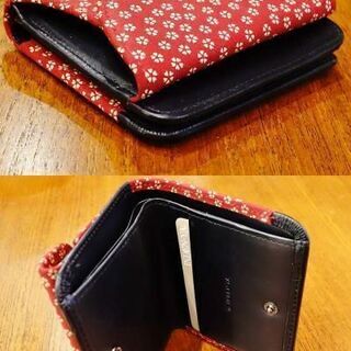 伝統工芸品】印傳屋 印伝 本鹿革 中村屋 小桜模様 赤地 小銭入れ