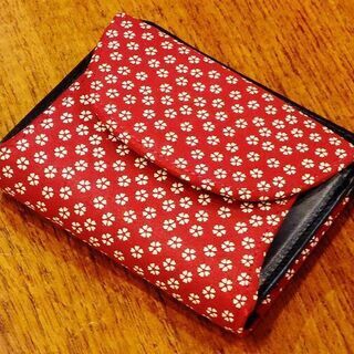伝統工芸品】印傳屋 印伝 本鹿革 中村屋 小桜模様 赤地 小銭入れ