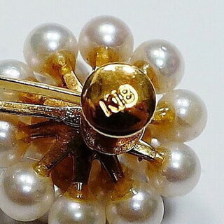 K18 パール 真珠 イヤリング 女性用 レディース 【中古】