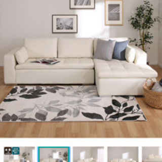 美品・汚れ傷無】本革ソファ L字ソファー ニトリ ホワイト w2