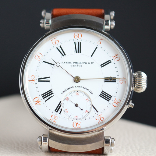 下取＆値引き交渉あり 1888年 パテックフィリップ懐中時計ムーブメント使用カスタム腕時計 白文字盤 フルエングレービング アンティーク