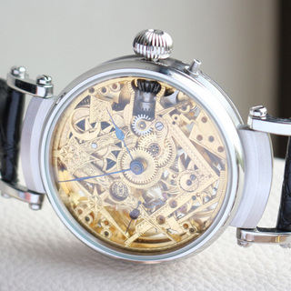 下取＆値引き交渉あり 1895年 IWC 懐中時計のムーブメント使用 カスタム時計 フリーメイソンフルエングレービングフルスケルトン 腕時計 下取＆値引き交渉あり 1895年 IWC 懐中時計のムーブメント使用
