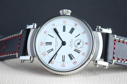 1890年代 ユリスナルダン懐中時計ムーブメント使用カスタム腕時計 白文字盤 フルエングレービング　アンティークビンテージ