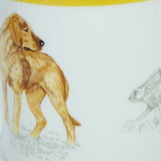 中古】HERMES エルメス シャス イエロー 犬 ドッグ マグカップ 柄1