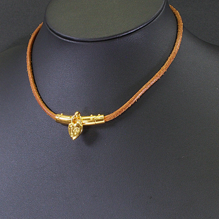 エルメス HERMES ヴィヴィリデチョーカー ハート ブラウン レザー