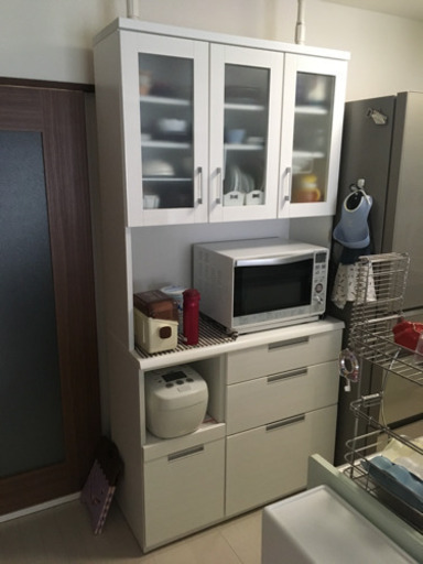 【分解可能】食器棚 キッチンボード ホワイト 幅100cm高さ200cm ニトリ NITORI  ダリア 約2年利用、分解可能