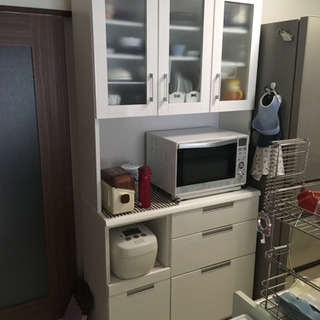 【分解可能】食器棚 キッチンボード ホワイト 幅100cm高さ2...