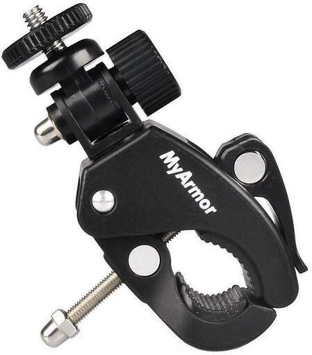 MyArmor カメラホルダー カメラスタンド オートバイ・バイク・自転車 ハンドルに カメラ/GoPro/デジカメ/ドライブレコーダー を 固定 自由雲台 三脚 はさみ込式 (カメラマウントのみ)