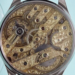 下取＆値引き交渉あり 1863年 パテックフィリップ懐中時計ムーブメント使用カスタム腕時計 白文字盤 フルエングレービング 下取＆値引き交渉あり 1910年代 パテックフィリップ懐中時計の