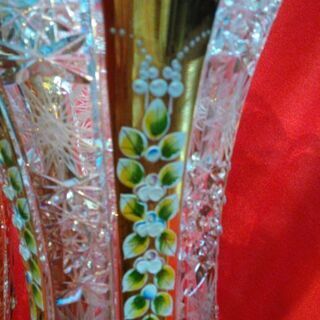 ボヘミアンガラス クリスタルゴールド 花瓶 フラワーベース