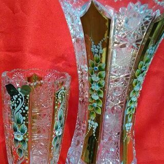 ボヘミアンガラス クリスタルゴールド 花瓶 フラワーベース