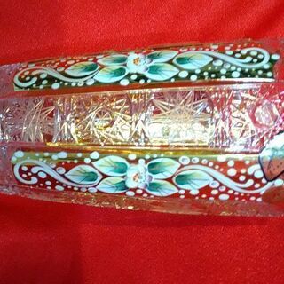 ボヘミアンガラス クリスタルゴールド 花瓶 フラワーベース